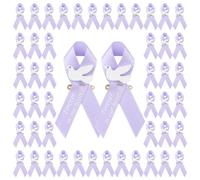 WANDIC 100 PCS Lilac Purple Ribbon Pins with Dove,Alzheimer's Disease Awareness Badges Memorial Ribbon Brooch es in Forever in Our Hearts for Funeral Mourning Event Bereavement Remembrance