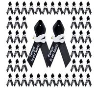 WANDIC 100Pcs Black Satin Ribbon Pins with Dove, Memorial Ribbon Brooches in Forever in Our Hearts Pins for Remembrance Funeral Mourning Event