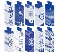 WANDIC 100pcs Blue Ribbon Bookmarks, Colon Prostate Cancer Awareness Bookmarks, 18x5cm Inspirational Event Seminar Handouts Charity Social Activities Decor