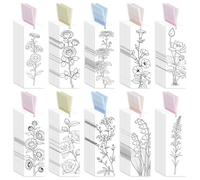 WANDIC 100Pcs Floral Coloring Bookmarks, 10 Styles Craft Bookmarks Coloring Blank Book Accessories Spring Flower Bookmarks for DIY Craft and Reading Presents