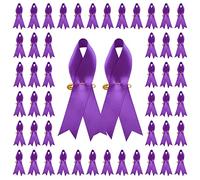 WANDIC 100pcs Purple Ribbon Pins Alzheimer's Disease Awareness Badges Domestic Violence Brooches Memorial Ribbon Pins Badges for Funeral Mourning Event Bereavement Remembrance