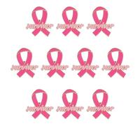 WANDIC 10pcs October Pink Ribbon Badges,Breast Cancer October Awareness Broochs, Mourning Ribbon Pins for Funerals Mourning Events and Memorials