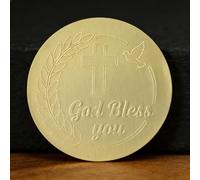 WANDIC 120Pcs God Bless You Stickers, 3.9cm Gold Embossed Round Jesus Seals for Christian Envelope Seals Gift Card Thanksgiving Monogram Use