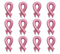 WANDIC 12Pcs Breast Cancer Balloons Pink Ribbon Shaped Balloon Set Breast Cancer Awareness Decoration for Event & Party