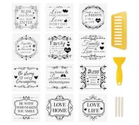WANDIC 12PCS Rub On Transfer Sticker, Black Inspirational Words Transfer Decals Inspiring DIY Scrapbook Stickers for Craft Greeting Cards Gift Wrapping Decoration