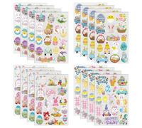 WANDIC 16 Sheets Easter Rub on Transfer Stickers Easter Bunny Decals Animal Stickers Waterproof Decals Furniture Stickers Home Decoration Decals for DIY,10 * 15cm