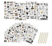 WANDIC 16 Sheets Rub On Transfer Stickers Set, 4 Styles Retro Vintage Mixed Pattern Self Adhesive Stickers Decals for Scrapbook Journal