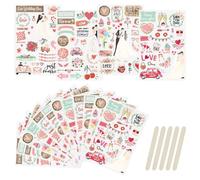 WANDIC 16 Sheets Rub On Transfer Stickers Set, 4 Styles Wedding Themed Self Adhesive Stickers Love Pattern Decals for Scrapbook Journal Handicraft
