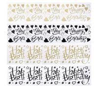WANDIC 16PCS Happy Birthday Stickers for Balloons, Gold&Black Birthday Decals Letter Stickers for Celebration Birthday Decorative Party Supplies Decor,Day Deals 2025