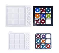WANDIC 2 Pcs OX Chess Resin Mold, Tic Tac Toe Game Epoxy Resin Silicone Mold OX Board Game Mold for DIY Projects Family Party Game Making Table Games Home Decoration