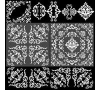 WANDIC 2 Sheets Rub On Transfers for Crafts, 29 * 29cm White Retro Diagonal Border UV DTF Wraps Stickers Waterproof Cold Transfers Sticker for Furniture