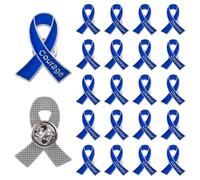 WANDIC 20 PCS Blue Pins Prostate Cancer Colon Cancer Awareness Brooches with Butterfly Buckle Steady Badges Metal Courage Text Design, for Patients,Daily Wear Accessories
