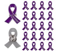 WANDIC 20 PCS Purple Pins Alzheimer's Domestic Violence Pancreatic Overdose Awareness Brooches Badges with Butterfly Clip Courage Text Design, for Patients,Daily Wear Accessories