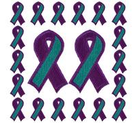 WANDIC 20 Pcs Teal Purple Dovetail Ribbon Patches, Decorative on Transfer for T-Shirt Jean Pillow Cover DIY Decorations for Preventing Suicide Awareness