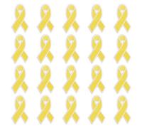 WANDIC 20 Pcs Yellow Ribbon Patch, Decorative Patches Iron on Transfer for T-Shirt Jean Pillow Cover DIY Decorations for Bone Cancer Awareness