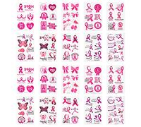 WANDIC 20 Sheets Pink Ribbon Tattoo Stickers, Temporary Tattoos for Breast Cancer Awareness for Decoration Party Favor Supplies Public Activity Gift