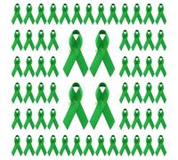 WANDIC 200Pcs Green Ribbon Mental Health Pin Badges Polyester Mental Health Awareness Brooches Liver Cancer Pin Badges Souvenir Brooches for Charity Event