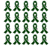 WANDIC 20Pcs Green Ribbon Mental Health Pin Badges Alloy Mental Health Awareness Brooches Liver Cancer Pin Badges Souvenir Brooches for Charity Event(2.5 * 2cm)