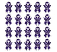 WANDIC 20pcs Purple Ribbon Pins Alzheimer's Disease Awareness Badges Domestic Violence Brooch Diamond Butterfly Style Pins Badges for Funeral Mourning Event Bereavement Remembrance