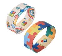 WANDIC 2pcs Autism Awareness Bracelet Colorful Elastic Puzzle Wristband Bracelets for Teens Adults