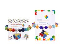 WANDIC 2pcs Autism Awareness Bracelets Beads Elastic Bracelets Puzzle Jewelry Present for Autism Teens Adults