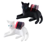 WANDIC 2Pcs Guitar Picks Holder Box, White&Black Lying Kitten Shape Guitar Shape Picks Display Holder Set for Musicians Rock Gift and Music Enthusiasts