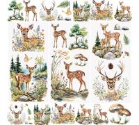 WANDIC 3 Pcs Rub on Transfer Stickers Little Deer Pattern Decals Animals Rub on Stickers for DIY Scrapbooking Photo Albums Furnitures