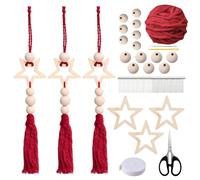 WANDIC 3 Set Christmas Star Decoration Kit, Wood Weaving Crochet Needle Knitting DIY Accessories for Christmas Wreath Pendant Decoration Holiday Decor
