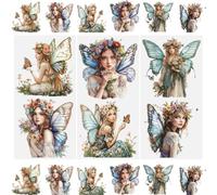 WANDIC 3 Sheets Butterfly Elves Scrapbook Stickers Fairy Furniture Stickers Sprite Art Window Decals Rub on Transfers for Crafts,15 * 30cm