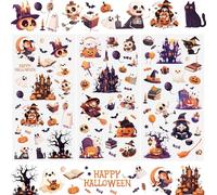WANDIC 3 Sheets Cartoon Christmas Rub on Transfer Stickers,Pumpkins Window Decals Ghosts Scrapbook Stickers Skulls Cup Decals Decoupage Paper for Furniture,15 * 30cm
