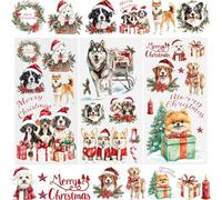 WANDIC 3 Sheets Christmas Rub on Transfer Stickers, Furniture Transfer Stickers Dog Patterns for Handbook DIY,Scrapbooking,Festive Decorations,15 * 30cm