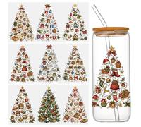 WANDIC 3 Sheets Christmas UV DTF Transfer Stickers,Colored Lights Decals Christmas Tree Stickers for DIY Craft Journal Laptop Cup Door,15 * 30CM