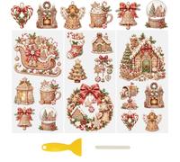 WANDIC 3 Sheets Christmas UV DTF Transfer Stickers,Snowman Decals Gingerbread Christmas Stickers Stickers for DIY Craft Journal Laptop Cup Door,15 * 30CM