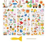 WANDIC 3 Sheets Easter Stickers, Bunny UV DTF Rub on Transfer Stickers, Cup Warp 3D Waterproof Easter Decorations Decals for DIY Glass Water Bottle Furniture Crafts,15 * 30cm