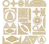 WANDIC 3 Sheets Golden Celtic Knot Rub On Transfer Stickers, Waterproof Decals Furniture Craft Decorative, Junk Journals for DIY Scrapbooking, 15 * 30cm