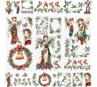 WANDIC 3 Sheets Merry Christmas Rub On Transfer Stickers, Junk Journals Plant Border Decals Furniture Craft Decorations for DIY Scrapbooking,15 * 30cm