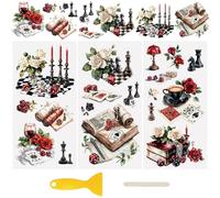 WANDIC 3 Sheets Poker Dice Theme Rub on Transfers for Crafts,UV DTF Wraps Stickers Furniture Transfers Window Decals DIY Stickers for Handiwork Decoration