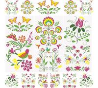 WANDIC 3 Sheets Rub on Transfer Sticker Bird Flower Line Pattern Decorative Decal Furniture Decorative for Photo Album,Postcard Scrapbooking,15 * 30cm