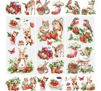 WANDIC 3 Sheets Rub On Transfer Stickers, Animal Strawberries Waterproof Decals Furniture Craft Decorative, Junk Journals for DIY Scrapbooking, 15 * 30cm