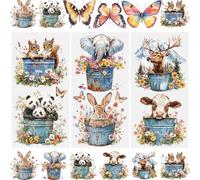 WANDIC 3 Sheets Rub On Transfer Stickers, Bucket Animal Waterproof Decals Furniture Craft Decorative for DIY Scrapbooking Photo Albums,15 * 30cm