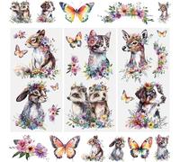 WANDIC 3 Sheets Rub On Transfer Stickers, Colorful Animals Decals Furniture Craft Decorative for DIY Scrapbooking Photo Albums,15 * 30cm