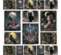 WANDIC 3 Sheets Rub On Transfer Stickers, Midnight Garden Waterproof Decals Furniture Craft Decorative, Junk Journals for DIY Scrapbooking, 15 * 30cm