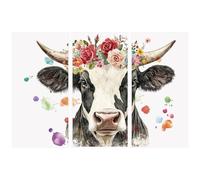 WANDIC 3 Sheets Rub on Transfers for Crafts,Cow Head Large Rub on Transfers Stickers Patchwork Waterproof Stickers for Furniture Window Scrapbook,15 * 30cm