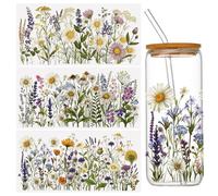 WANDIC 3 Sheets Rub on Transfers Stickers for Furniture, Vintage Transfer Decals Paper Wildflower Plant Patterns Horizontal for DIY Crafts Scrapbooks Photo Albums Decoration,15 * 30cm