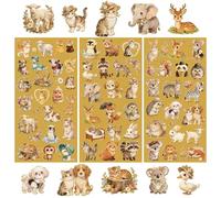 WANDIC 3 Sheets Sand Gold Rub on Transfers for Furniture,Animal Scrapbooking Transfers Stickers Cats Dogs Rabbits Pattern for DIY Water Bottle Window,16 * 30cm
