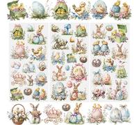 WANDIC 3 Sheets Transfers Stickers for Furniture,Rub on Transfers Decals Easter Animals Rabbit Egg Flowers DIY Decor Stickers for Scrapbook Home Window,15x30cm