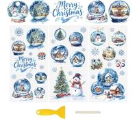 WANDIC 3 Sheets UV DTF Cup Warp Christmas Crystal Ball Rub on Transfer Stickers, Furniture Decals for DIY Glass Window Water Bottle Crafts,15 * 30cm