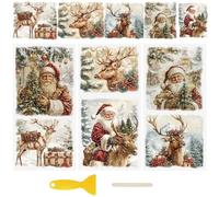 WANDIC 3 Sheets UV DTF Cup Warp Merry Christmas Rub on Transfer Stickers, Waterproof Decals for DIY Glass Window Water Bottle Furniture Crafts,15 * 30cm