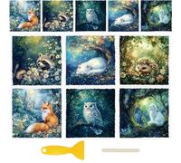 WANDIC 3 Sheets UV DTF Rub on Transfer Stickers for Craft, Fantasy Animal Theme Cup Warp Waterproof Decals Retro Decorative Transfers for Junk Journal Cards Furniture Glass Wood DIY Crafts,15 * 30cm