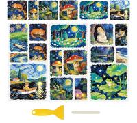 WANDIC 3 Sheets UV DTF Rub on Transfer Stickers for Craft,Fantasy Fairy Tale Style Cup Warp Waterproof Decals Retro Decorative Transfers for junk journal Cards Furniture Glass Wood DIY Crafts,15*30cm